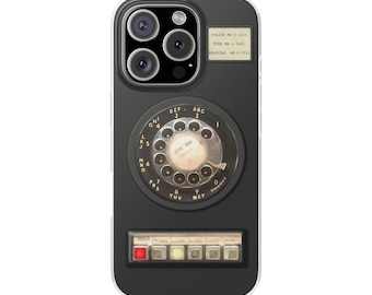 Retro Office Rotary Phone iPhone Case – Vintage Multi-Line Desk Dial Look, 80s Workplace Tech Design, Nostalgic Cover for iPhone 16 15 14 13