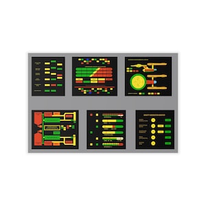 Starfleet Scale Engineering Bridge Displays Wall Decal Prop Set 2 LCARS