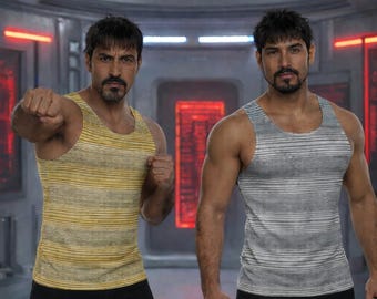 Alien Warrior Uniform Vest Tunic Costume Tank Top Silver or Gold