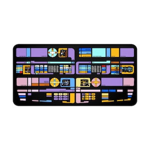 Worf Tactical LCARS Bridge Station - All 3 Panels On One Big Desk Pad / Mouse Pad Prop