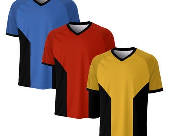 Starship Uniform Costume Casual Short Sleeve Shirt - Red - Blue - Yellow