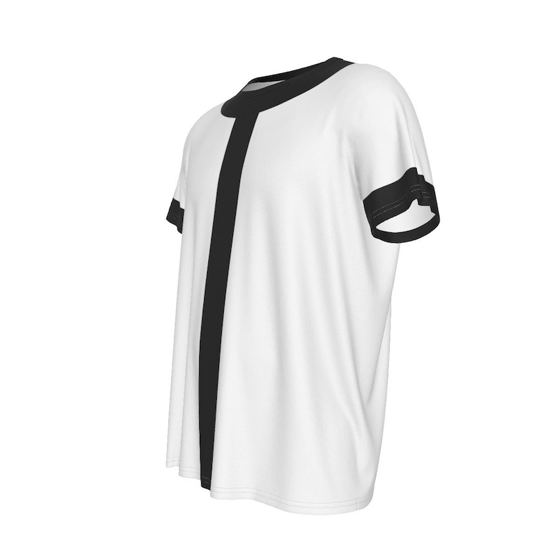 Black and White Round Neck Short Sleeve Adult Costume T-Shirt 10