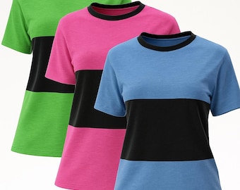 Adult Girls Pink, Blue, or Green Shirt with Black Stripe Costume Uniform
