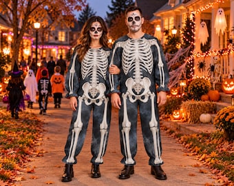 Skeleton in the Mist Halloween Jumpsuit Costume - Unisex