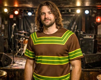 Cobain Look Brown Shirt Green Stripes T-shirt Sweater Tribute