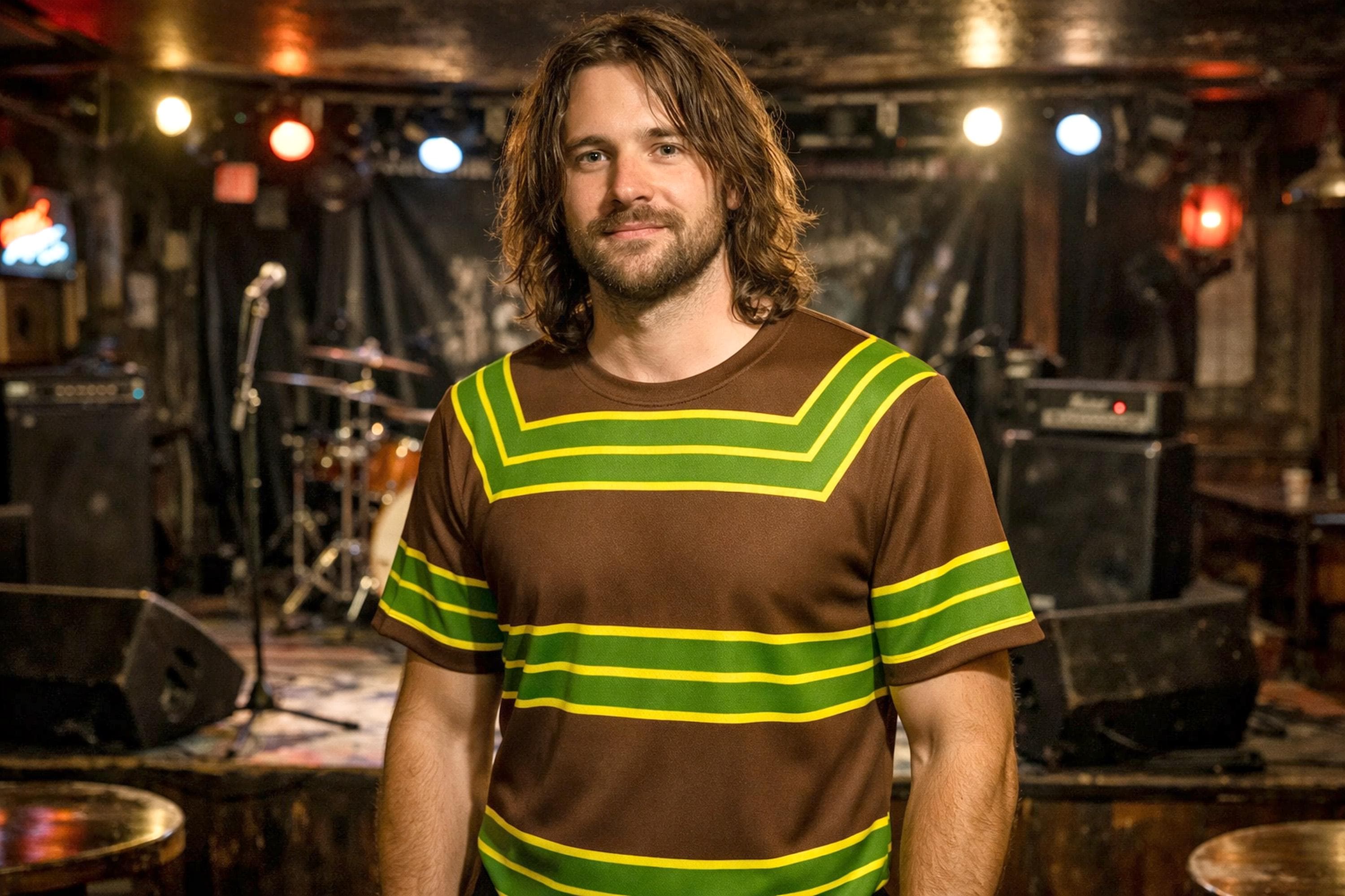 Cobain Look Brown Shirt Green Stripes T-shirt Sweater Tribute - Etsy