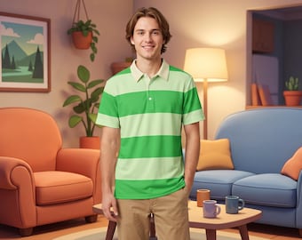 Light Green on Green Striped Polo Shirt Costume Steve