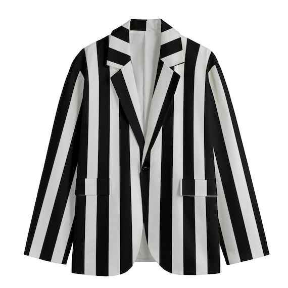 black and white dress coat Striped Sport Blazer Costume Coat breasted design keeps the