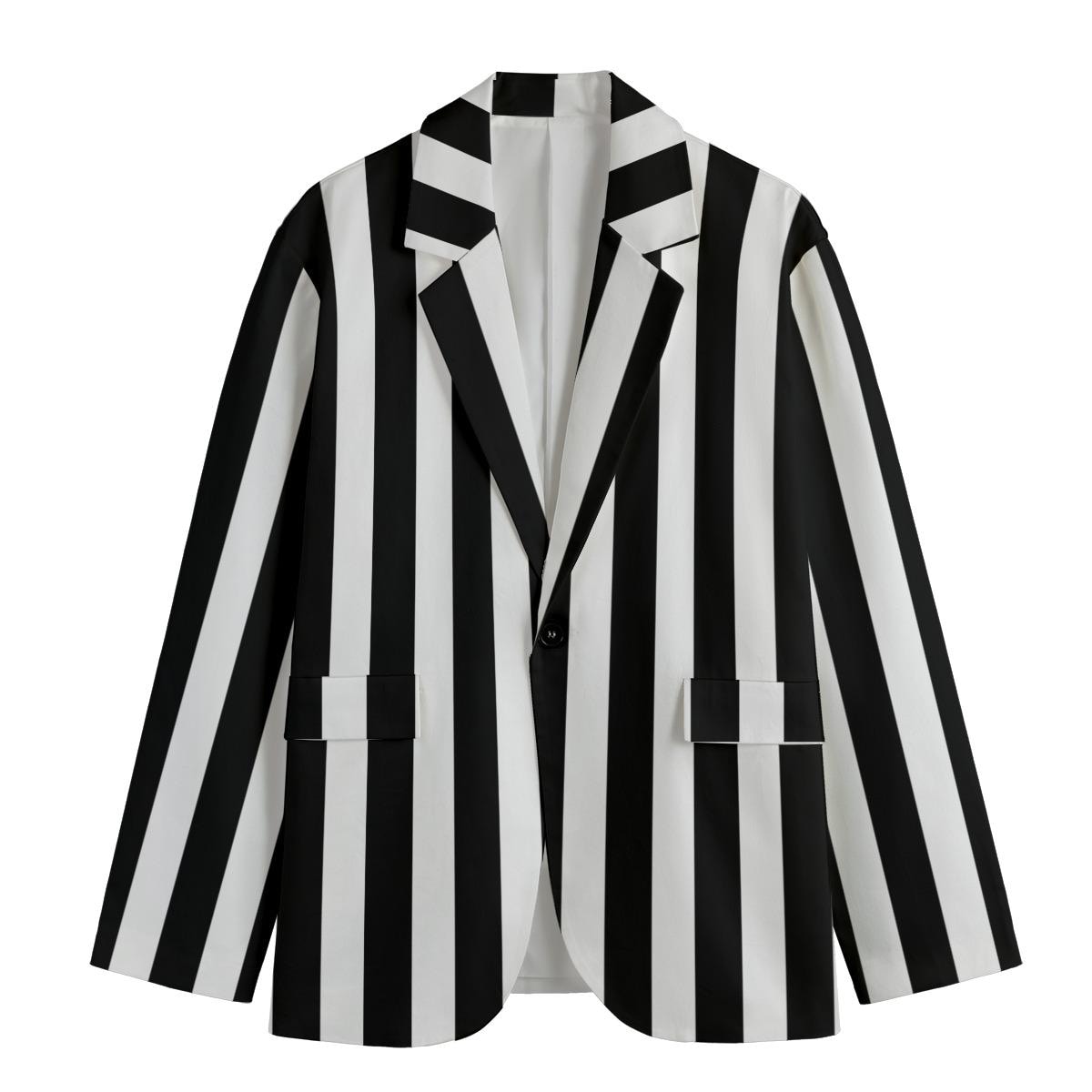 ジャケット Double-Breasted Black White Striped Wool Blazer 1046025106002-b-mattia.jpg
