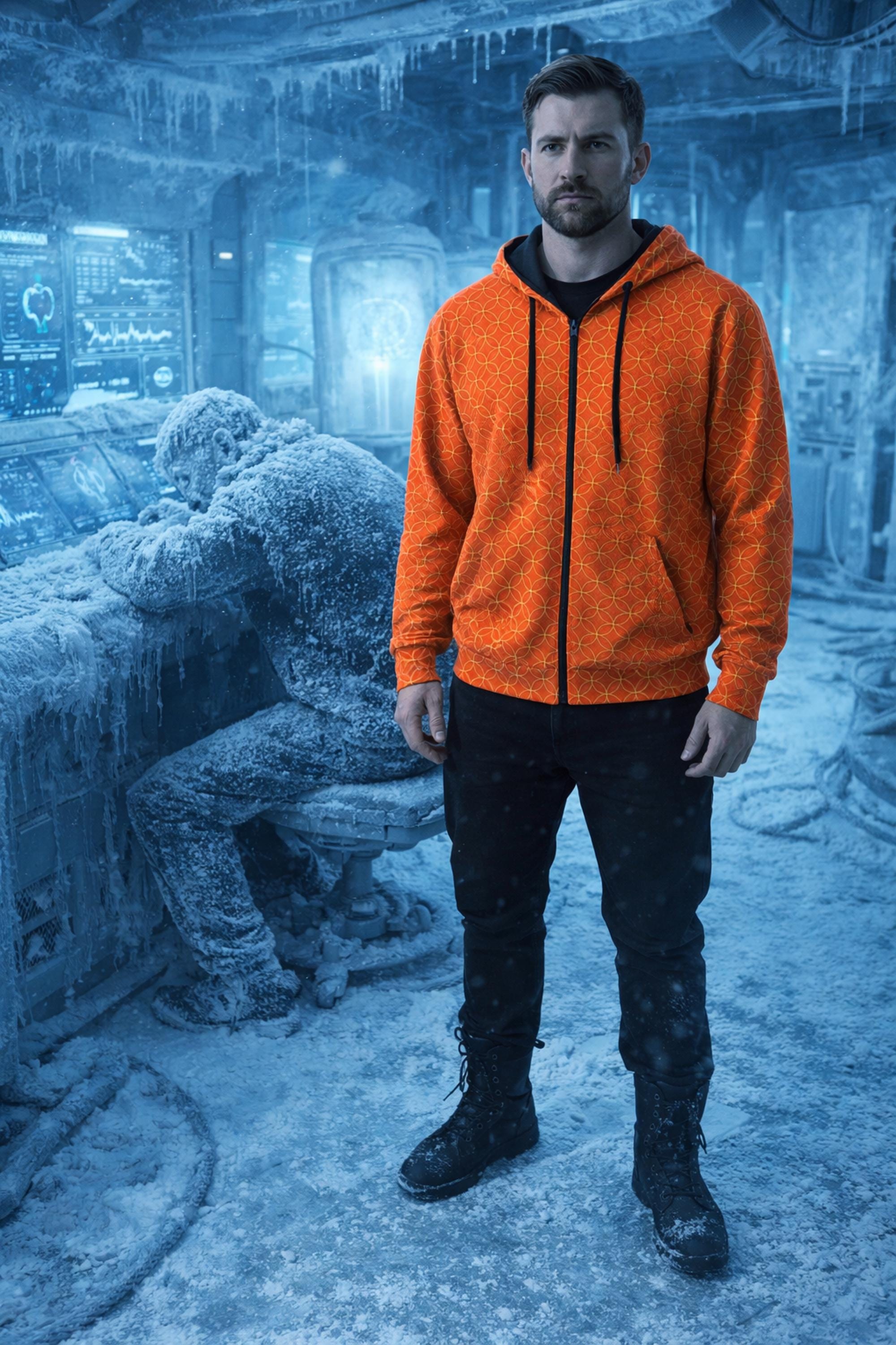 The Naked Time Orange Environmental Bio Hazard Suit Zip Hoodie