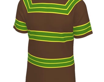 Cobain Look Brown Shirt Green Stripes T-shirt Sweater Tribute