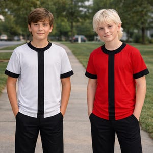 Kids Black and White or Red and Black Costume T-Shirt 10