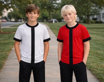 Kids Black and White or Red and Black Costume T-Shirt 10