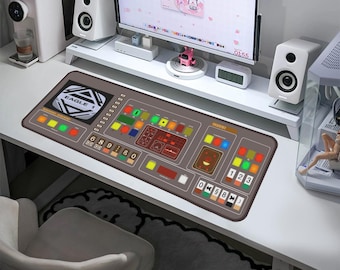 Eagle Cockpit Control Panel Desk Mat - 1999 Mouse Pad XL –Sci-Fi Gaming Pad, Retro Space Desk