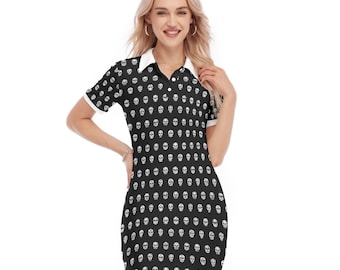 Halloween Skull Print Dress Black and White Costume - Day of the Dead Calvera - Wednesday