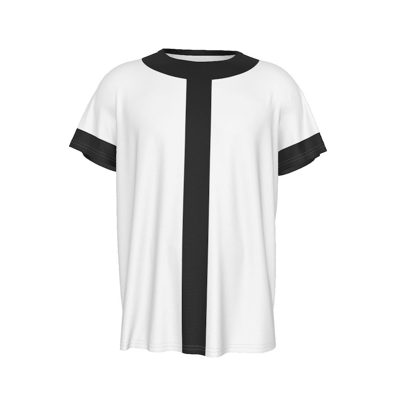 Black and White Round Neck Short Sleeve Adult Costume T-Shirt 10