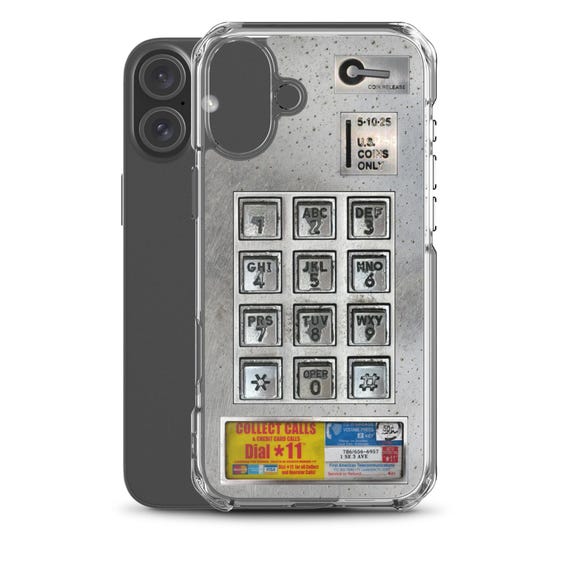Payphone Retro Tech iPhone Case 17 16 15 14 13 Pro Max Mini Plus Touchtone Distressed