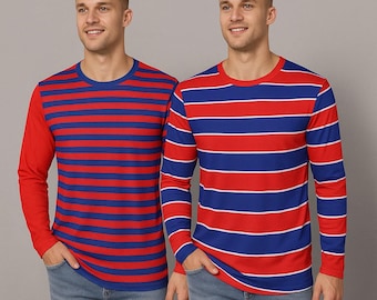 The Strongest Man In The World Shirt Costume Red and Blue Striped Shirt