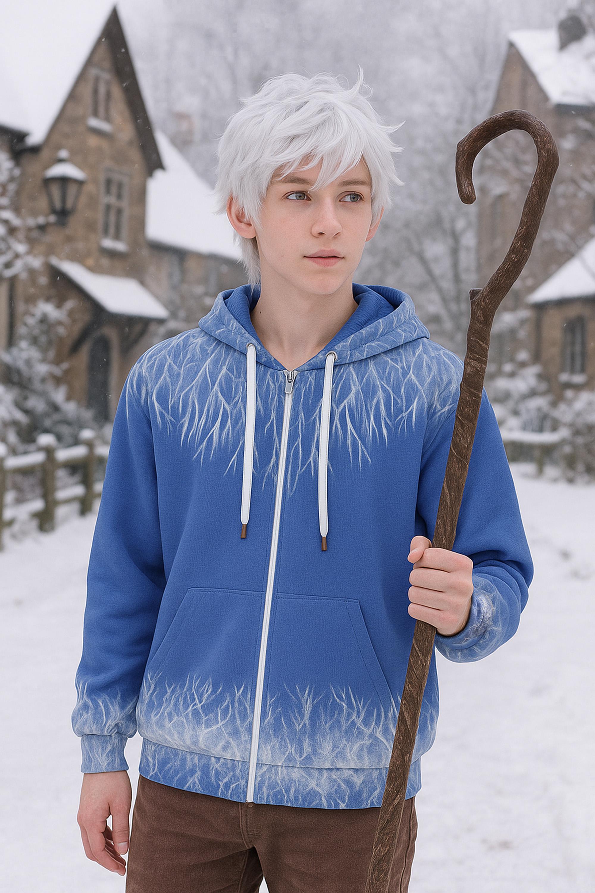 Jack Frost Zip up Hoodie With Pocket and Frosty Ice Print - Etsy