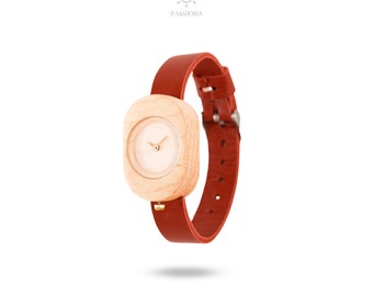 Wooden Watch - Eboni - Type: Pandora Maple - Red