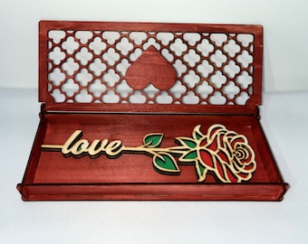 Lasergesneden houten roos met doos, uniek cadeau-idee voor Vrouwendag, Moederdag, Valentijnsdag en meer