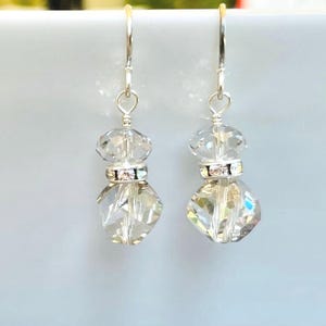 Sterling Silver Swarovski Crystal Earrings – Handmade Dangle Earrings – Bridal Jewelry Gift for Her