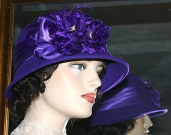 Flapper Hat, Purple Hat, Cloche Hat, Miss Fisher Hat, Gatsby Hat, Tea Party Hat, Fashion Hat, Roaring Twenties Hat - Madame Plum