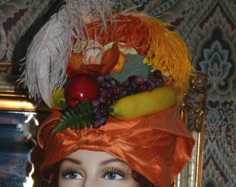 Fruit Chiquita Banana Hat Tropical Party Headpiece "Carmen Miranda" SPECIAL ORDER   - designed for lady's Victorian and Edwardian events
