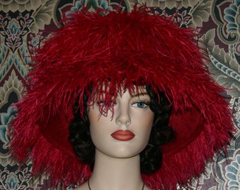 Feather Derby Hat: Victorian Edwardian Style, Custom Color - Waltzing Matilda (SPECIAL ORDER)