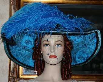 Edwardian Kentucky Derby Hat Ascot - Miss China Doll - Handmade Special Order- designed for lady's Victorian and Edwardian events