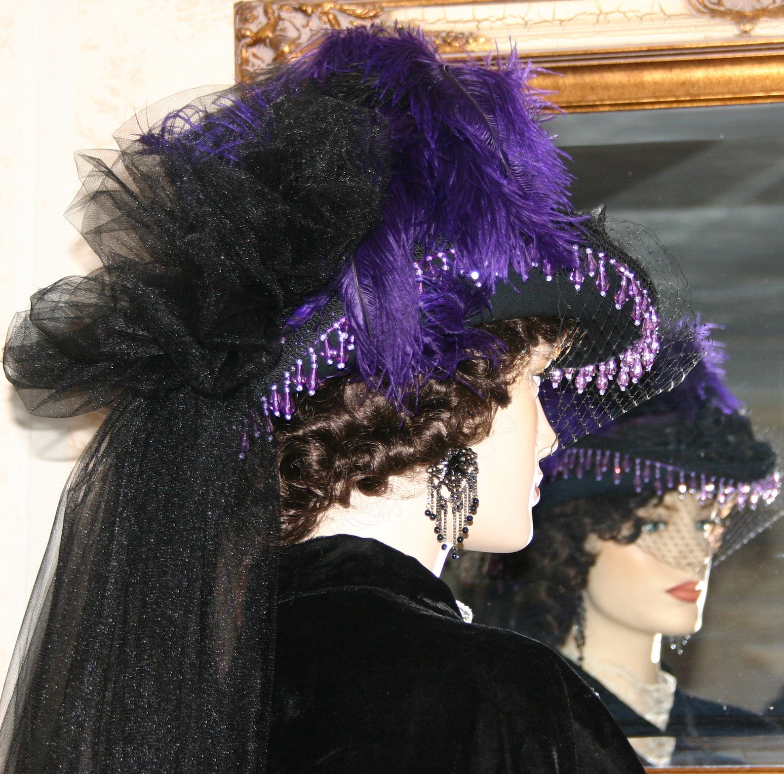 Übergroßer Viktorianischer Hut Mit Perlen - Braut Kopfschmuck