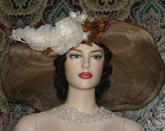 Kentucky Derby Hat, Edwardian Hat, Del Mar Hat, Ascot Hat, Wide Brim Hat, Fashon Hat, Women's Hat, Tea Hat, Garden Party Hat - Lady Penny