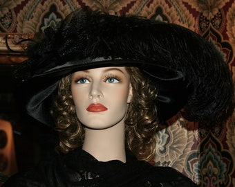Edwardian Downton Abbey Hat by Darna Timeless Elegance - Black Beauty -