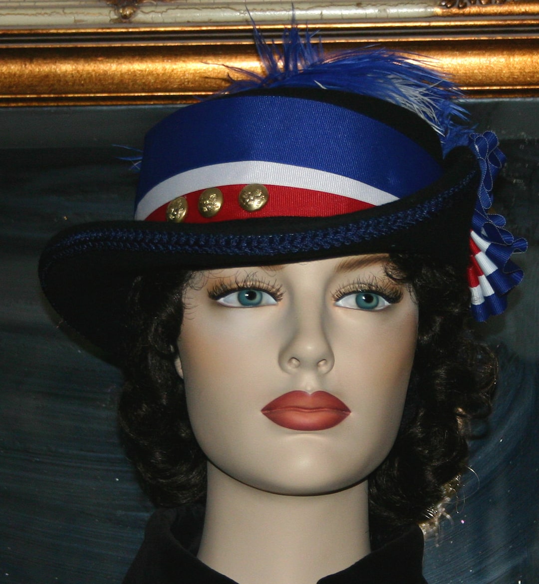 Victorian Cosplay Hat Women's Riding Hat Patriotic Hat Tea Party Civil