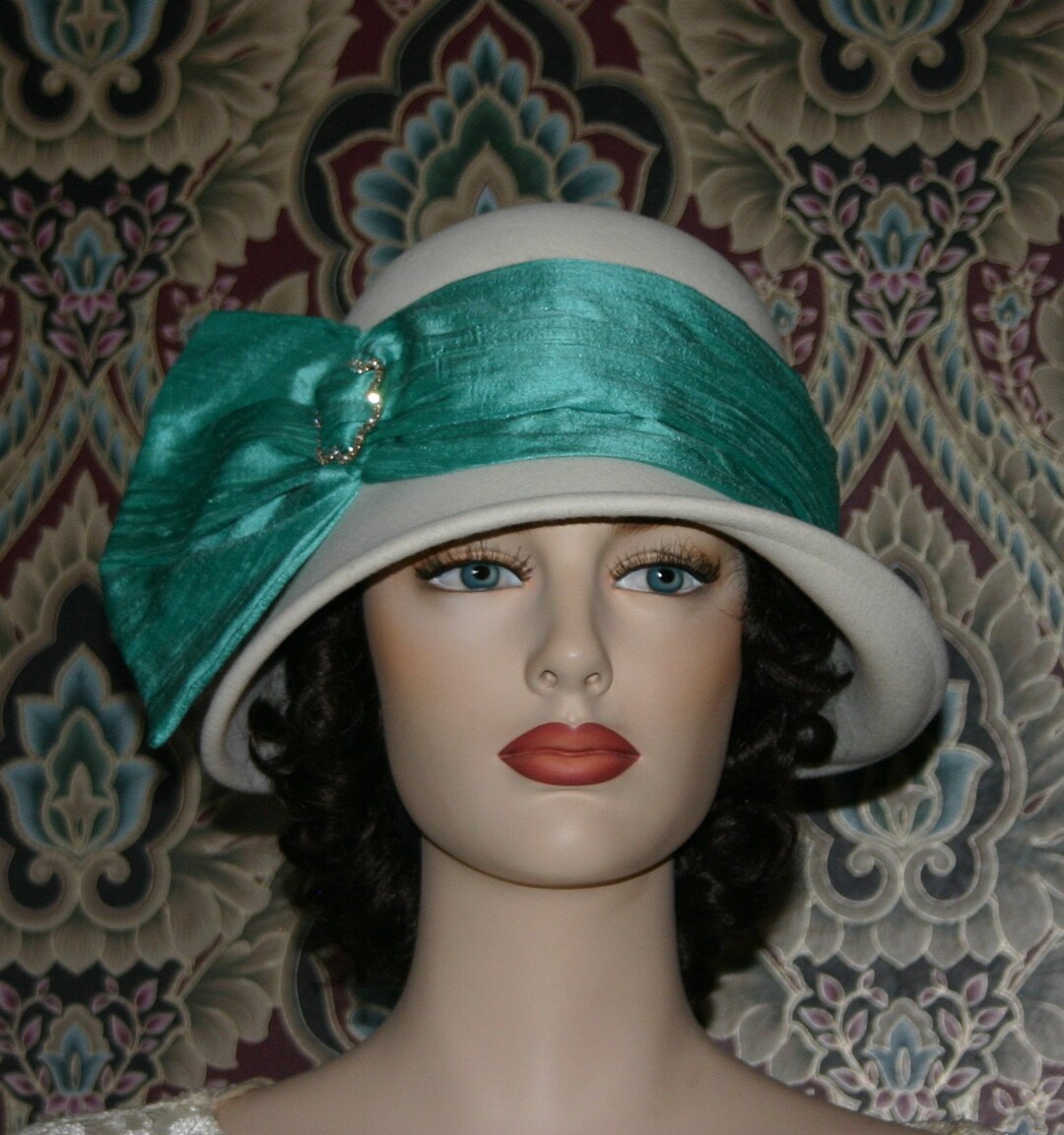 Flapper Cloche Hat Edwardian Hat Ivory Church Hat Gatsby Tea Party Hat