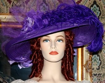 Edwardian Tea Hat Garden Party Women&#39;s Royal Ascot Hat Somewhere Time - Crystal Fairy - designed for lady&#39;s Victorian and Edwardian events