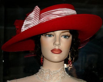 Edwardian Tea Hat Large Brim Hat, Antique Style Hat, Vintage Style Hat, Tea Party Hat, Titanic Tea Hat,  - Lady Olivia