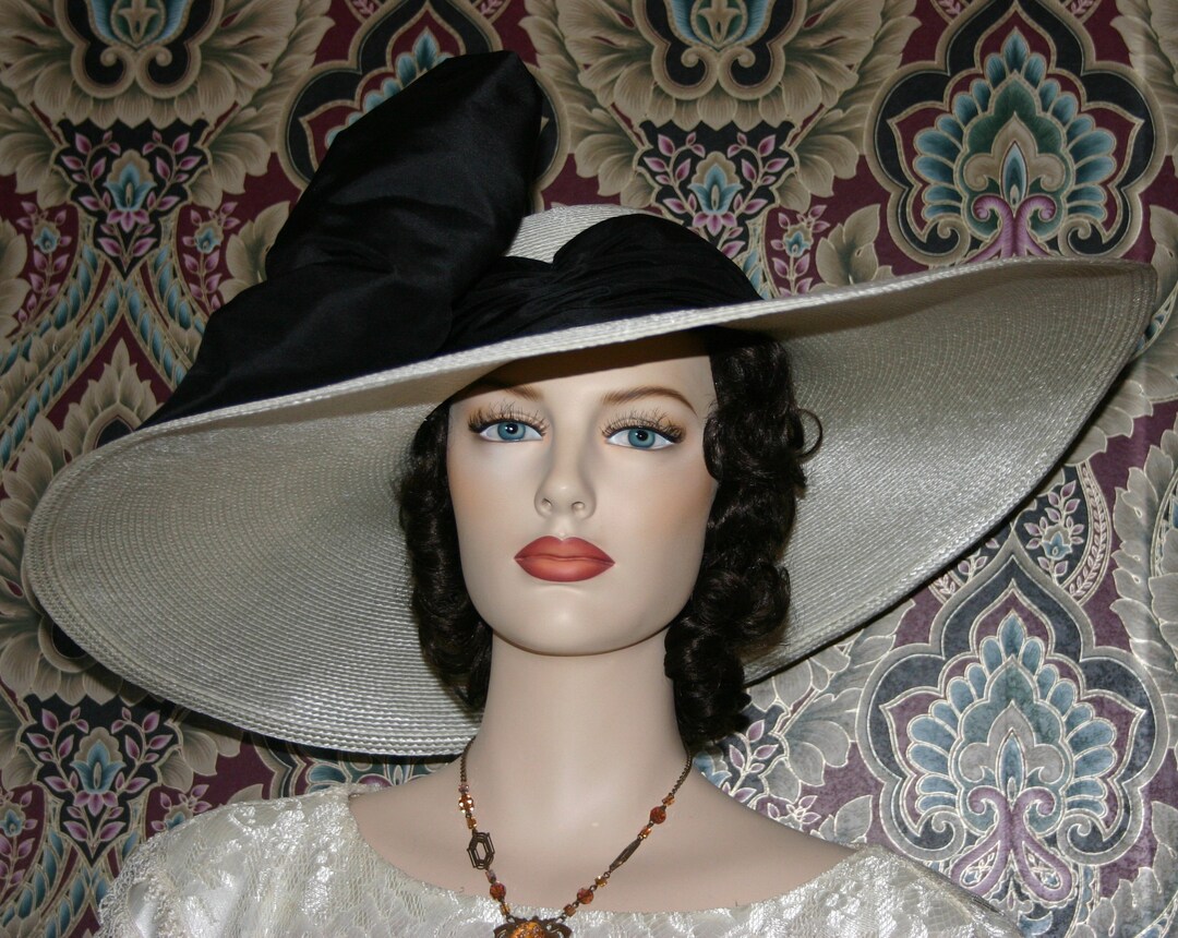 Women's Edwardian Tea Party Hat Fashion Hat Wide Brim Derby Hat