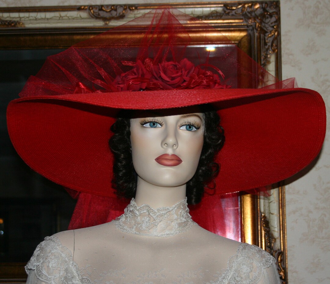 Women’s Victorian Southern Belle Hat Wide Brim Tea Party Hat Sweetheart