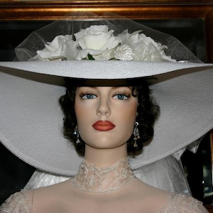 Women's Victorian Bridal Tea Hat Southern Belle Hat Wedding - Sweetheart of Dallas - designed for lady's Victorian and Edwardian events