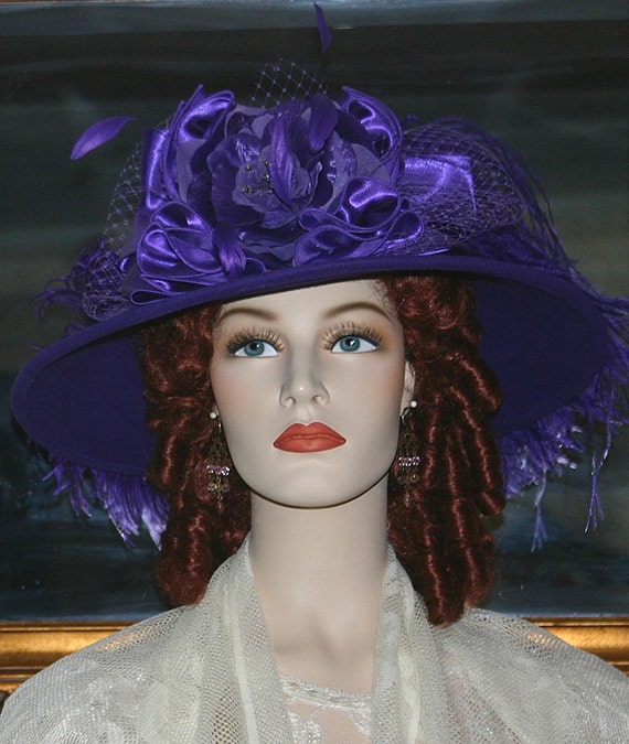 Vintage Purple 100 % Wool Hat Decorated Evening Party 100% Wool Purple Vintage Hats for Women for sale | eBay main image 2
