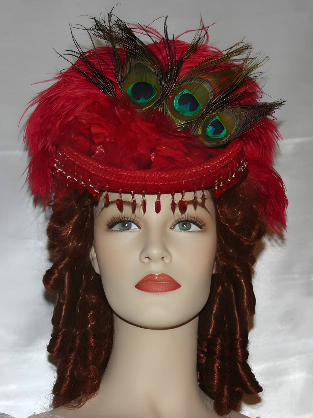 Victorian French Fashion Hat Edwardian Tea Party Hat Women's Red SASS