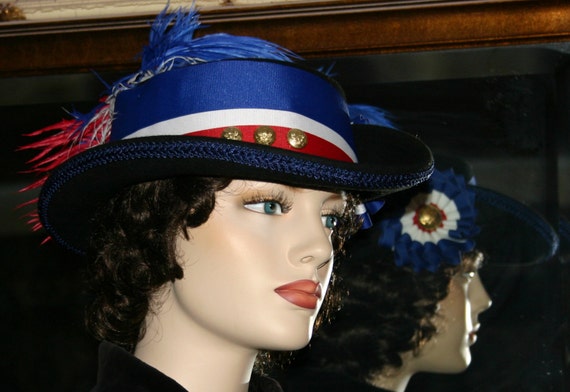 Handmade Patriotic Victorian Hat: Wool Civil War Cosplay Riding Hat