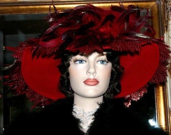 Edwardian Hat, Downton Abbey Hat, Kentucky Derby Hat, Ascot Hat, Del Mar Hat, Somewhere Time Hat, Formal Hat, Fashion Hat - Lady English