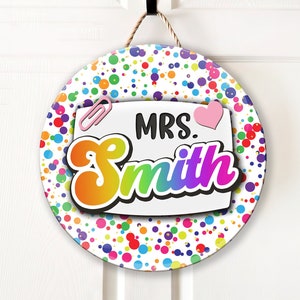 Custom 3D Teacher Sign, Composition 2-layer Door Sign, Custom Name Sign, Classroom Decor, Teacher Door Hanger, Teacher Back to School Sign