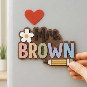 Personalized Teacher Name Magnets, Custom Wildflowers Magnet, Teacher Appreciation Gift, Custom School Magnet for Teachers
