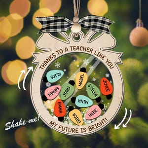 Personalized 3 Layered Shaker Ornament, Custom Name Teacher Students Ornament, Shaker Teacher Ornament, Name Classroom Light