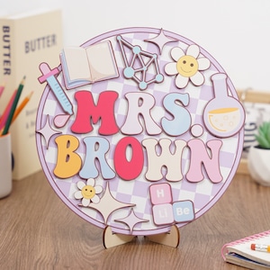 Custom 3D Teacher Door Sign, Personalised Science Teacher Name 3D Door Sign, Classroom Decor, Teacher Door Hanger, Classroom Door Sign