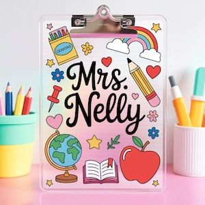 Personalized Teacher Clipboard – Custom Acrylic Clipboard with Teacher Name, Back to School or Appreciation Gift
