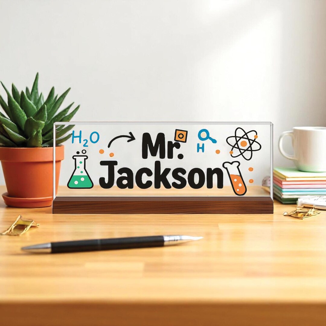 Personalized Science Teacher Desk Nameplate – Custom Chemistry Teacher ...